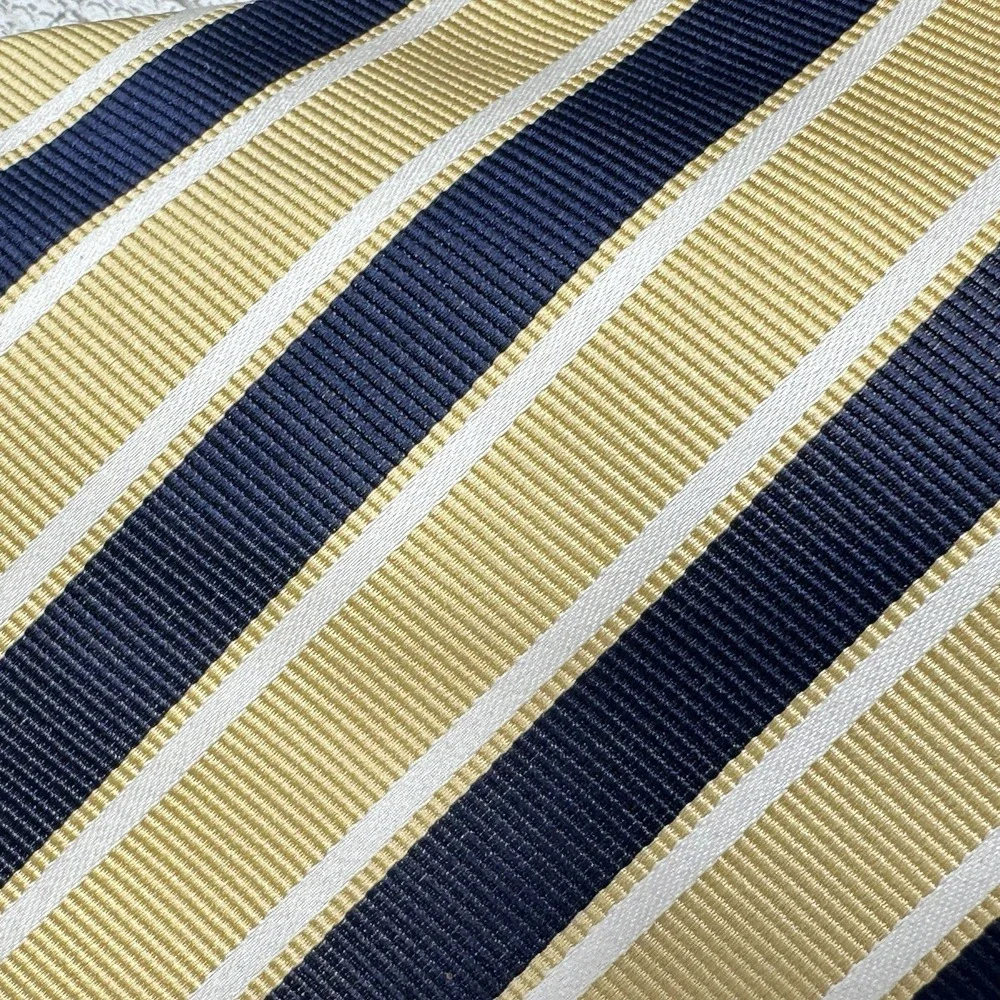 Roundtree & Yorke Silk‎ Tie Mens OS Gold Navy Blue Striped Classic Preppy Formal